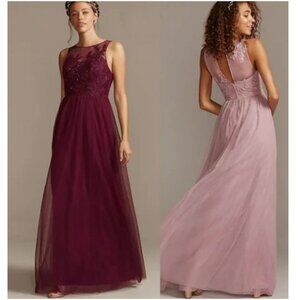 David's Bridal Sleeveless Embroidered Formal Party Dress F20122